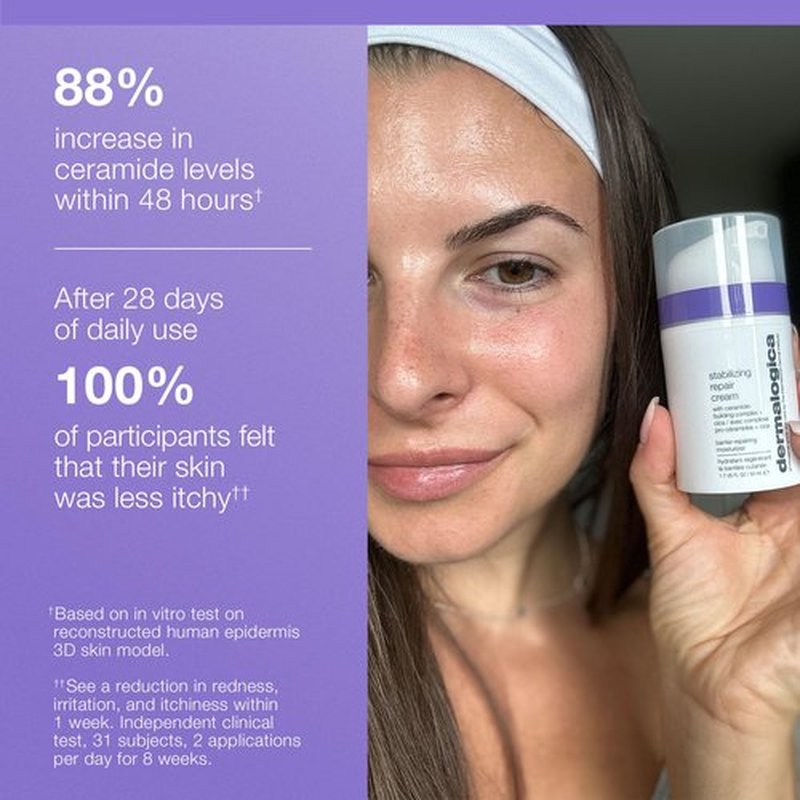 Dermalogica Stabilizing Repair Cream, Face Moisturizer for Sensitive Skin with Cica - Strengthens, Soothes, and Repairs Skin Barrier, 3.4 fl oz