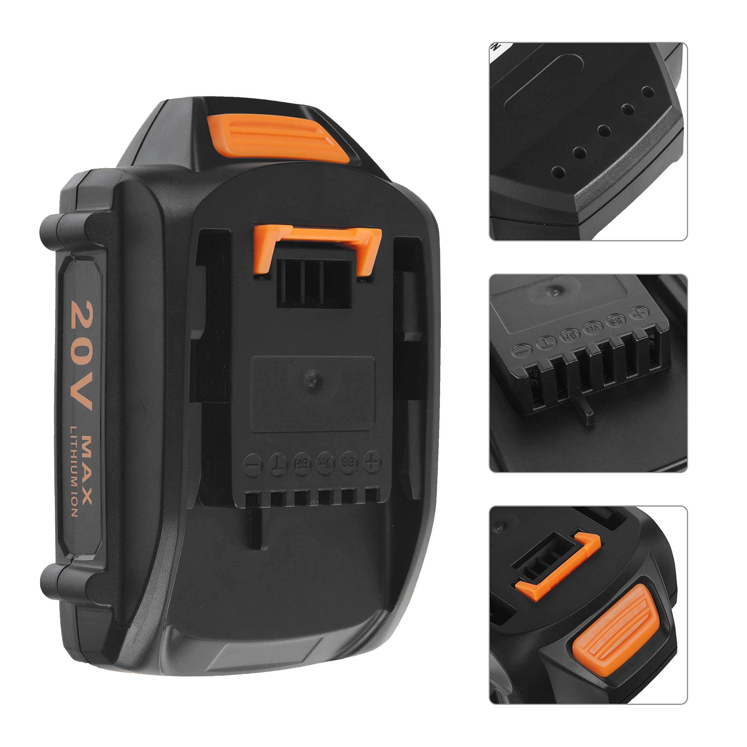 CELL9102 2Packs Replacement Battery 20V and Charger Starter Kit 3.0Ah Lithium Battery Compatible with Worx 20 Volt Cordless Power Tools