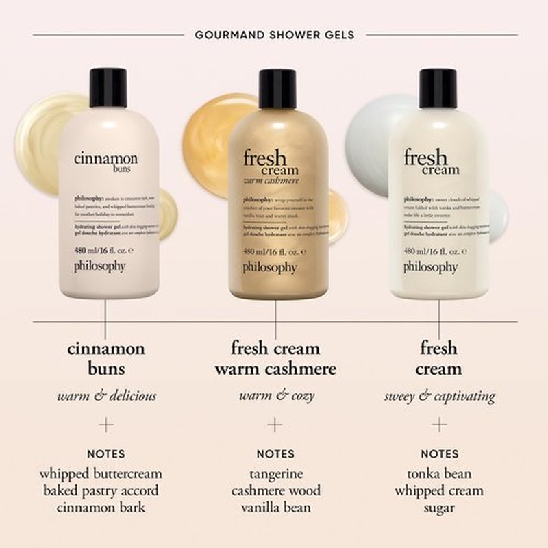 philosophy fresh cream shower gel - with notes of vanilla, heliotrope & tonka bean - 16 fl oz