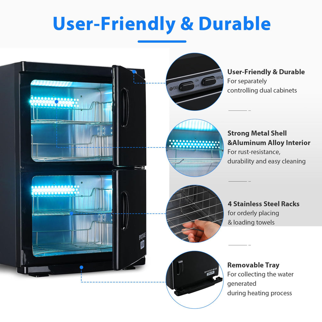 BYOOTIQUE Towel Warmer Cabinet for Facial, 46L Extra Large Capacity, 2in1