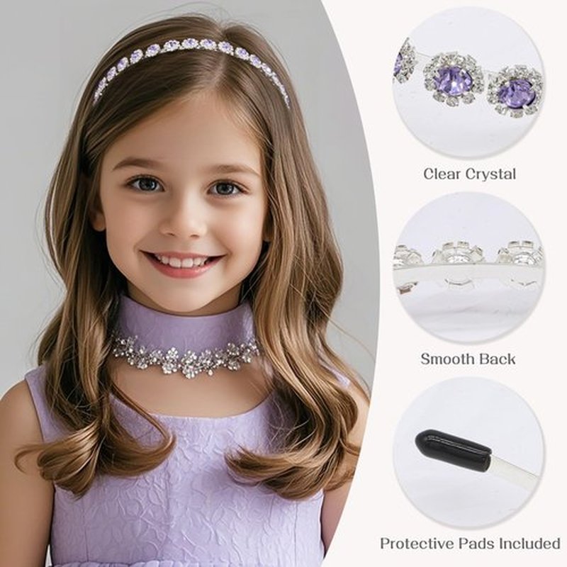 Ammei Headpiece Bridal Headpiece Wedding Headband with Crystal and Hair Accessories (Purple, 5.5'')