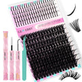 GEMERRY Lash Clusters Kit 80D Long 12-21mm with Spikes Cluster Eyelash Extensions Kit DIY Wispy Natural Lash Clusters with Lash Bond and Seal Spiky Individual Lashes Eyelashes