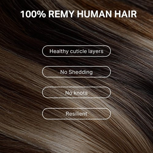 DOORES Butterfly Weft Hair Extensions Human Hair, Dark Brown 18 Inch 100g, Hand Tied Double Layered PU Extensions with Micro Beads