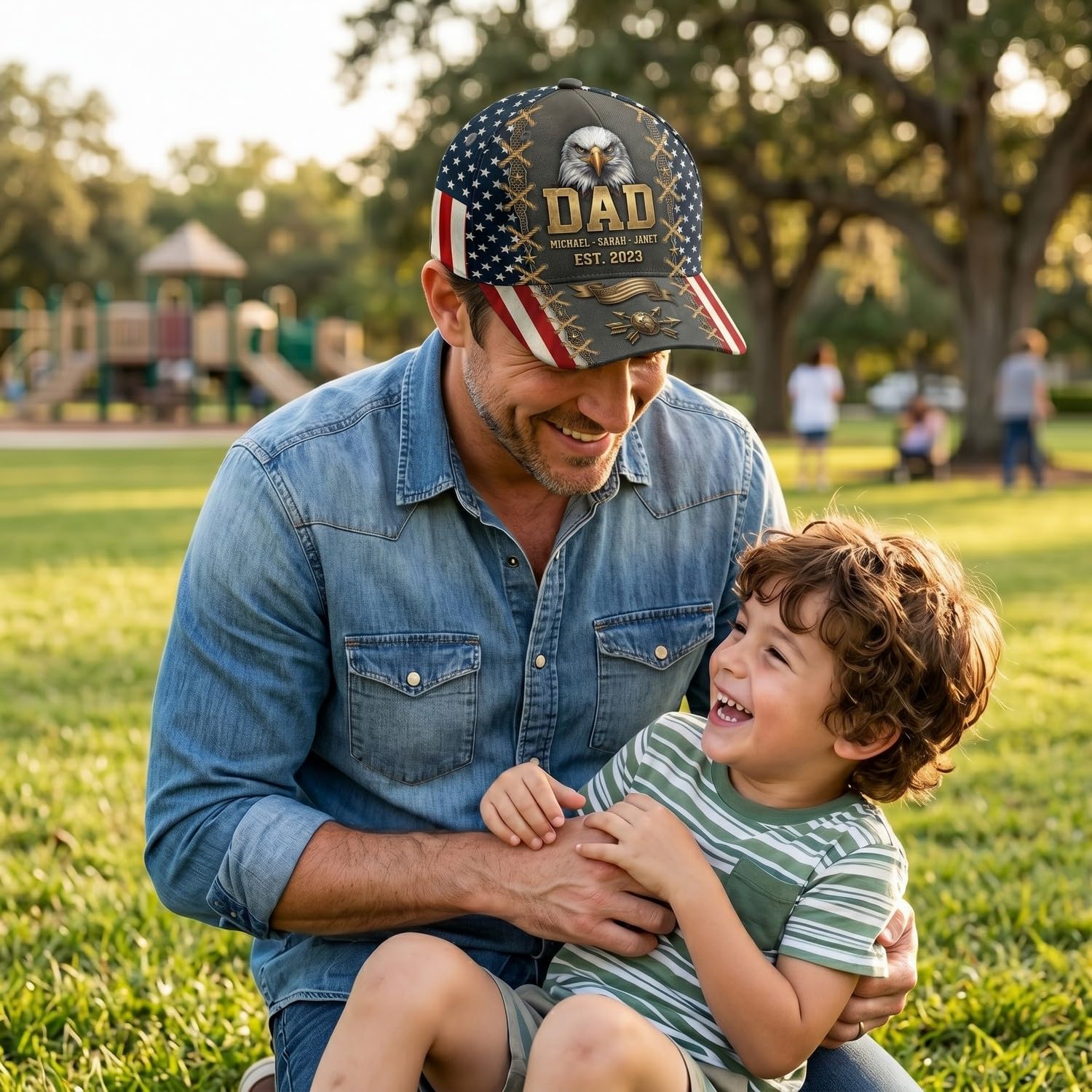 Famitrendz Personalized Patriotic Dad Baseball Cap, Custom Dad Hats for Men, Fathers Day Hats for Daddy Papa, Patriotic Grandpa Hat, Dads Gift from Son Daughter for Fathers Day, Christmas 1