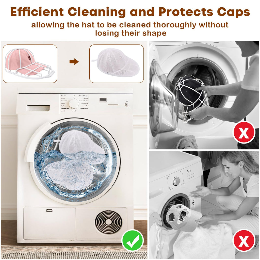 SelfTek 2 Pack C-ap Washer, Hat Cleaner for Baseball, Hat Washer Mesh Bags Compatible with Most Washing Cage- Hat Rack is NOT INCLUDED