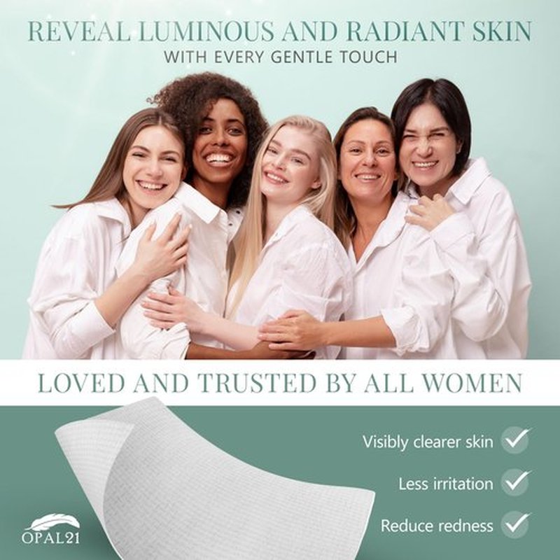 Opal21 100% Viscose Face Towels, 10” x 12” Ultra Soft & Skin Friendly Face Cloths for Washing Face, 90GSM Luxury Care Towelettes for Unisex, Makeup Remover Facial Towels, 50 Count, 1 Pack