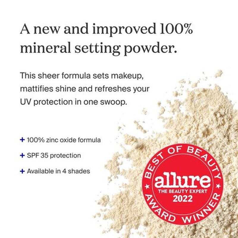 Supergoop! (Re) setting Face Powder SPF 35, Translucent - Broad Spectrum Mineral Sunscreen - 0.15 oz - Shine Control, Matte Finishing, On-the-Go Sun Protection