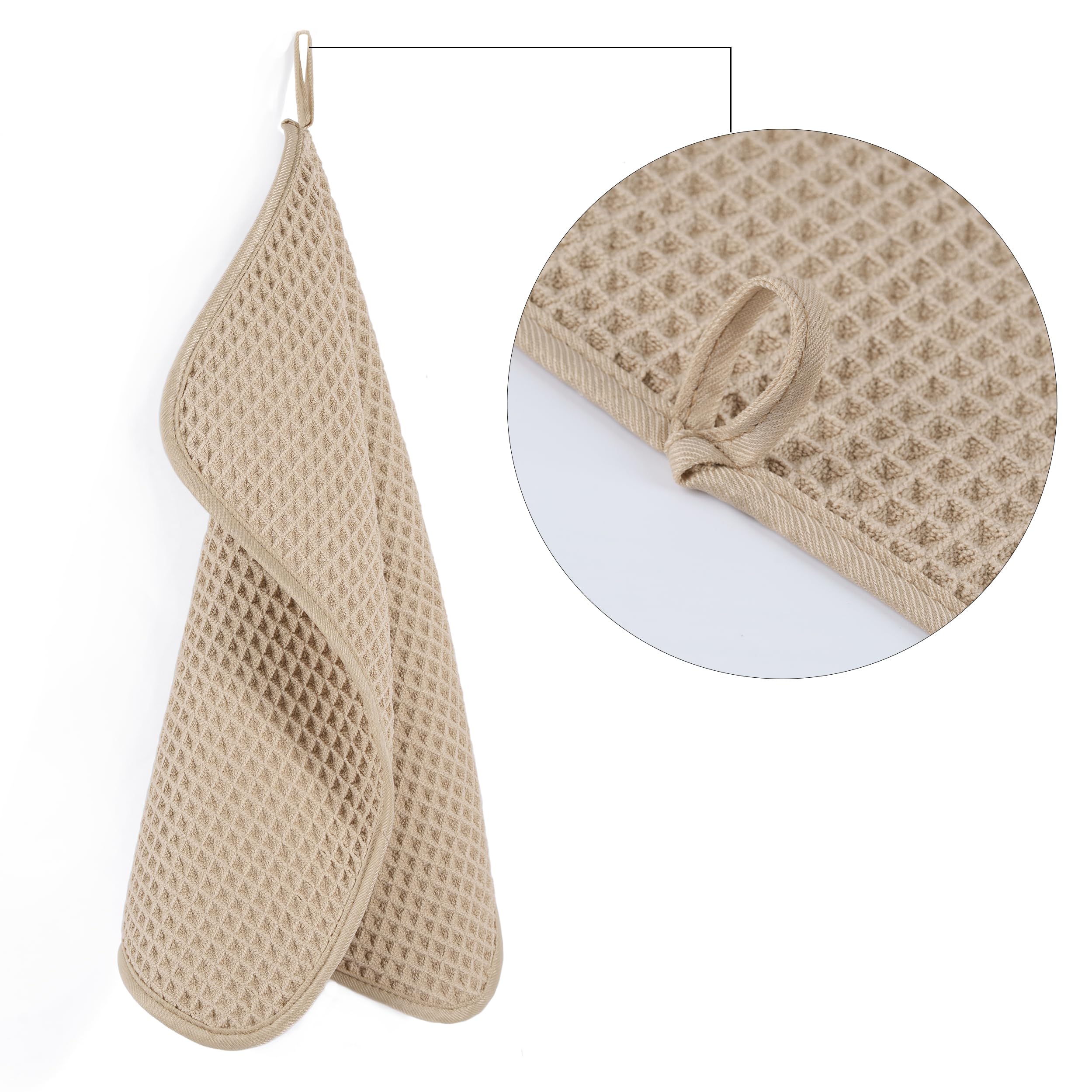 POLYTE 430 GSM Microfiber Lint Free Washcloth Face Towel, 13 x 13 in, 4 Pack (Waffle Weave)