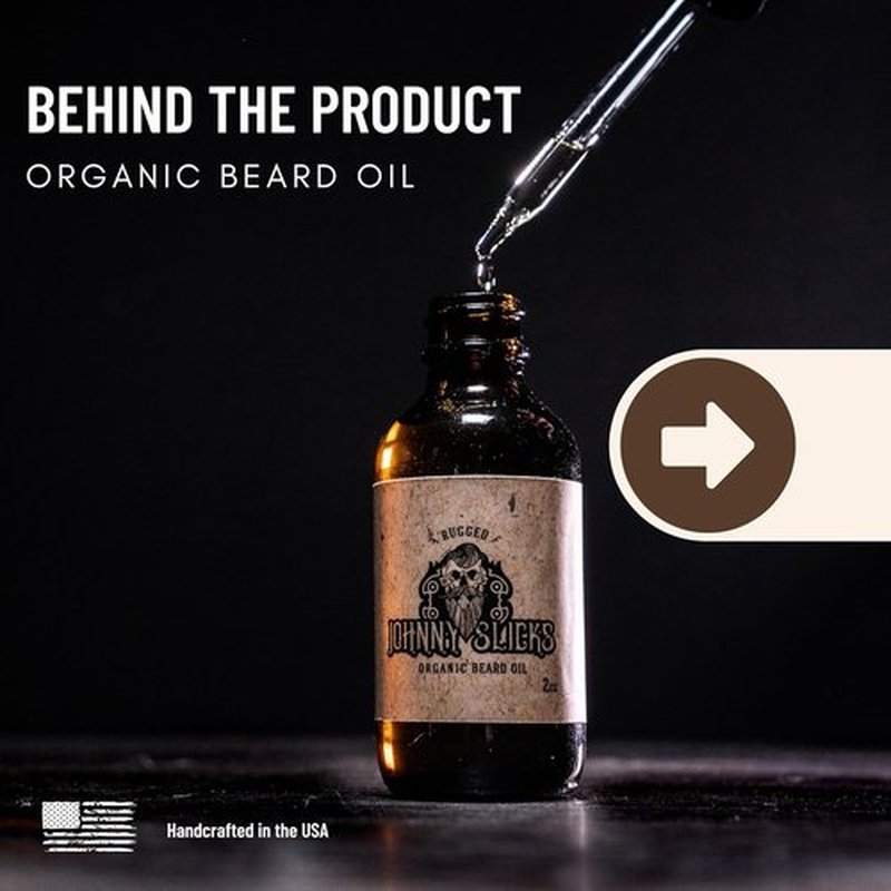 Johnny Slicks Organic Beard Oil - Moisturizes & Reduces Dry Skin | Chemical-Free with Tea Tree, Jojoba, Coconut & Argan