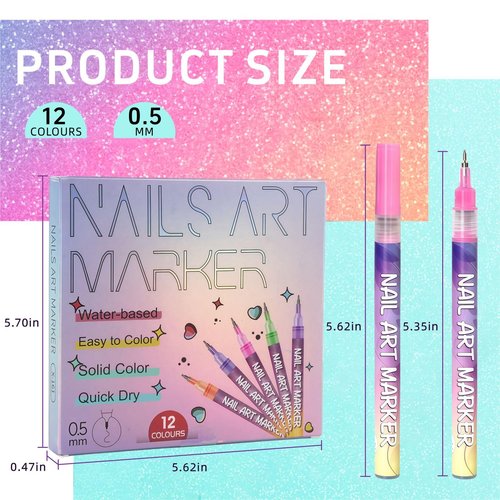 12 Color 3D Nail Art Pens Set, Nail Polish Pens Nail Point Graffiti Dotting Pen Drawing Painting Liner Brush for DIY Nail Art Beauty Adorn Manicure Tools,Valentine's Day gift