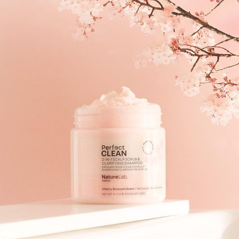 NatureLab.TOKYO Perfect Clean Scalp Scrub - Limited Edition Cherry Blossom Scent | 2-in-1 Hair Treatment for Shine & Clarity | 8.1 OZ