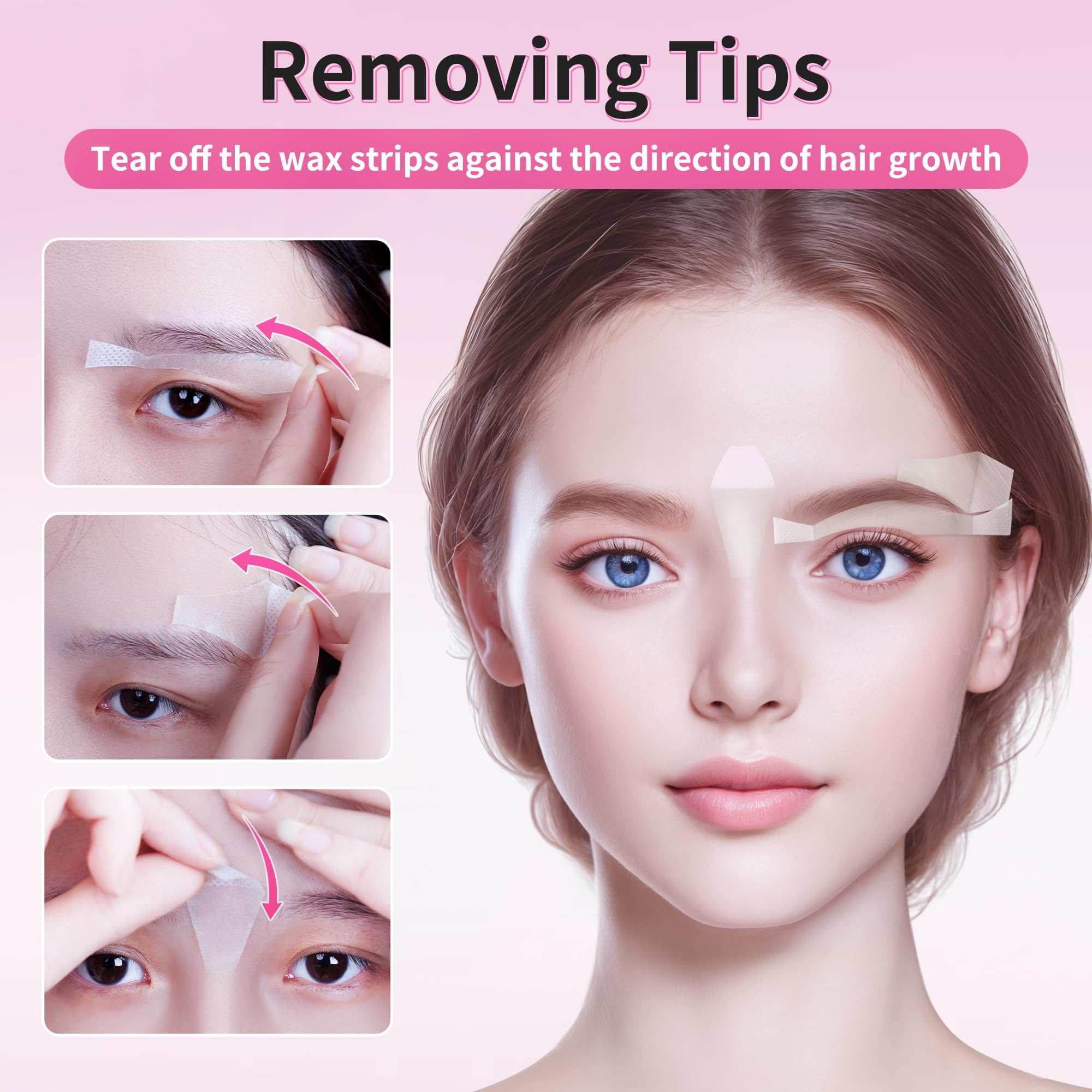 Beauty7 Facial Wax Strips for Hair Removal - Eyebrow Wax Strips at Home - 24 Strip, 4 Calming Oil Wipes for All Skin Types for Women