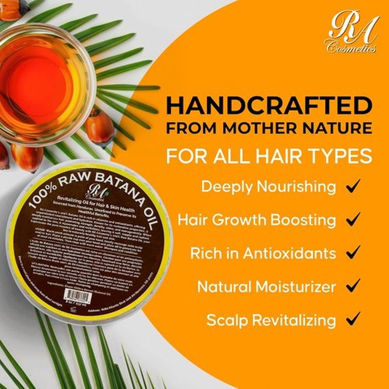 RA Cosmetics 100% Natural Unrefined Batana Hair Oil - Nourishing Moisturizer for Healthy Hair, 16 oz | Repair Damaged Hair