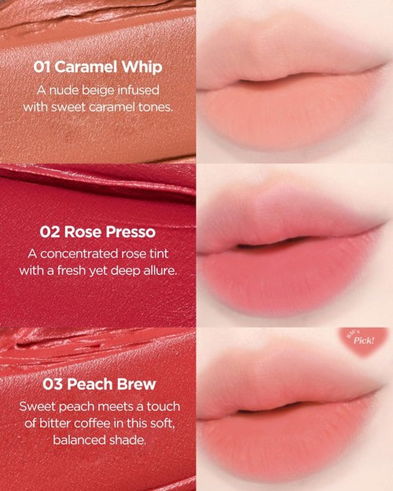 THESAEM Saemmy's Crema Velvet Tint - 06 Cherry Topping Pink Red - Korean Velvet Lip Tint Creamy Comfort Plumping Formula - Blurred Finish Long-Lasting Smooth Lips, 0.14 fl.oz.