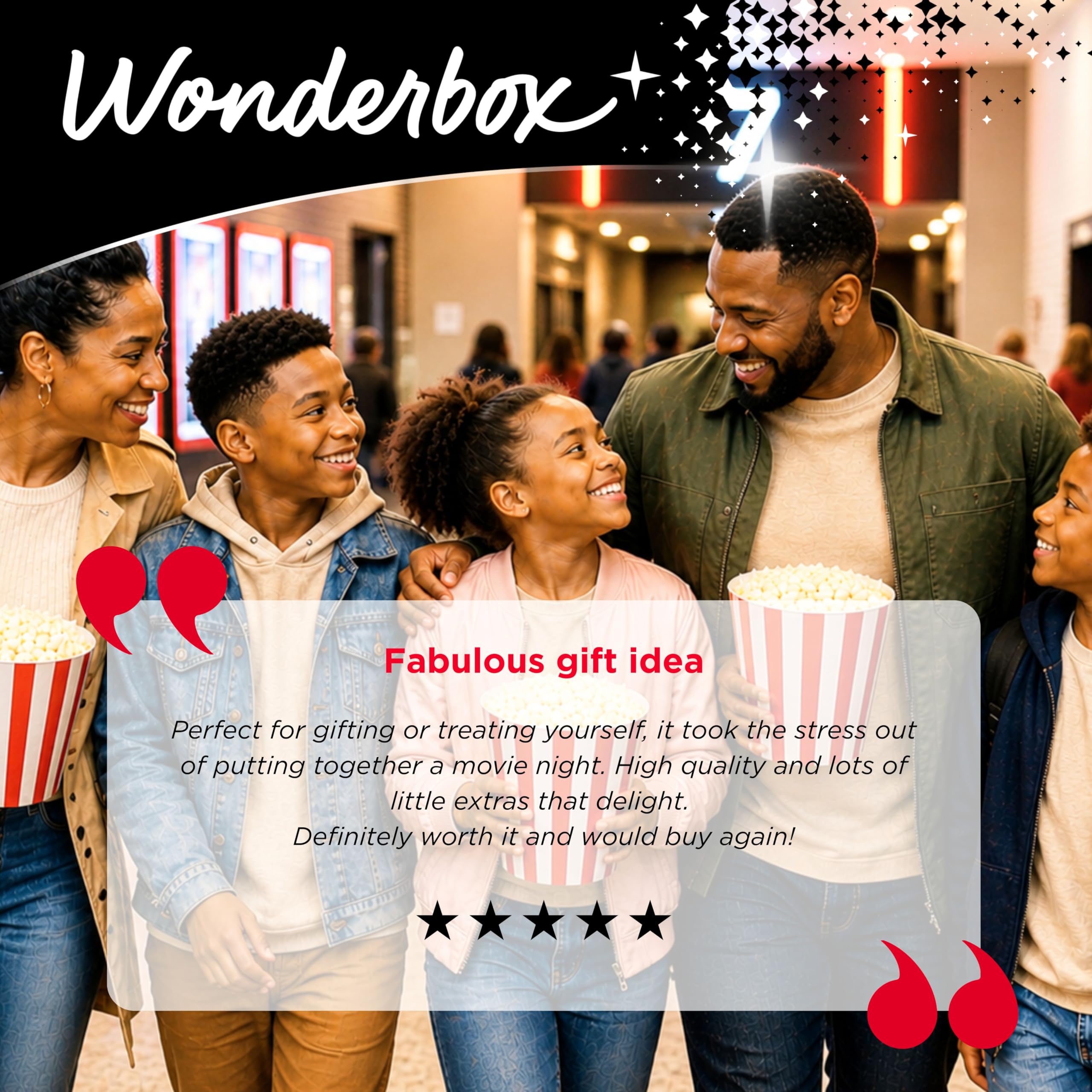 WONDERBOX - Regal Movie Gift Box – 2 Tickets, 2 Drinks & 2 Candies – Movie Night Experience for 2 – Valid at 425 Regal Locations in the US