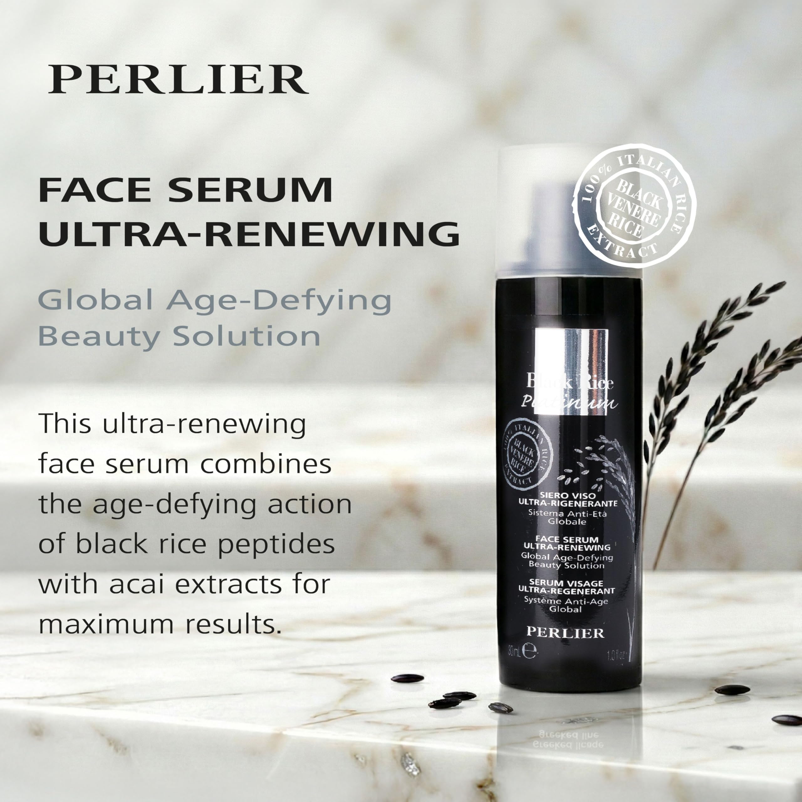 Perlier Black Rice Platinum Face Ultra Renewing Serum, 1 fl. oz.