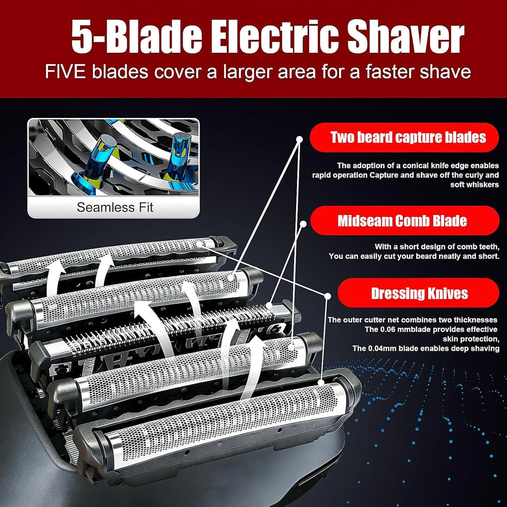 Compatible with Panasonic Shaver Compatible with Replacement Outer Foil and Inner Blade Set WES9032P, Compatible with ARC5 5-Blade Shavers Compatible with 1Pack