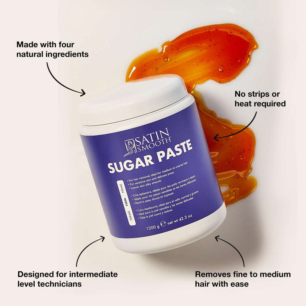 Satin Smooth Firm Sugar Paste – Natural Sugaring Hair Removal for Sensitive Skin, Bikini & Delicate Areas, 42.3 oz