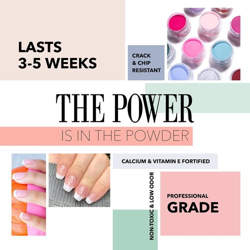 Revel Nail Dip Powder Starter Kit, 4-Color French Manicure Set with Base Coat, Activator, Finish Gel & Gel Thinner, Made in USA