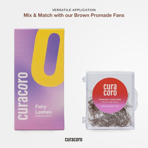 Curacoro Brown Fairy Volume Lash Extensions 3D, 0.07mm Thickness, C CC D Curl, 8-15mm Length Mixed Tray, Premium Brown Individual Eyelashes Tray, Professional Supplies Use