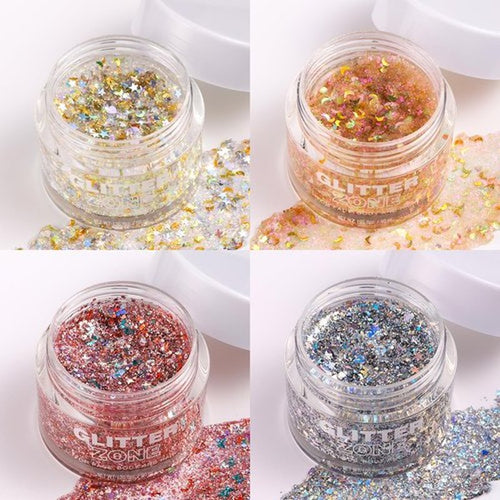 2 Pack Body Glitter Gel - Cosmetic-Grade, Color Changing Christmas Glitter Makeup for Face, Body, and Hair, Safe and Easy to Use, Perfect for Festivals Parties (01 Golden Mirage + 02 Stardust Pink)