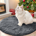 OLANLY Grey Round Area Rug - Soft, Fluffy, Machine Washable 2 ft Circle Carpet for Bedroom & Living Room Decor