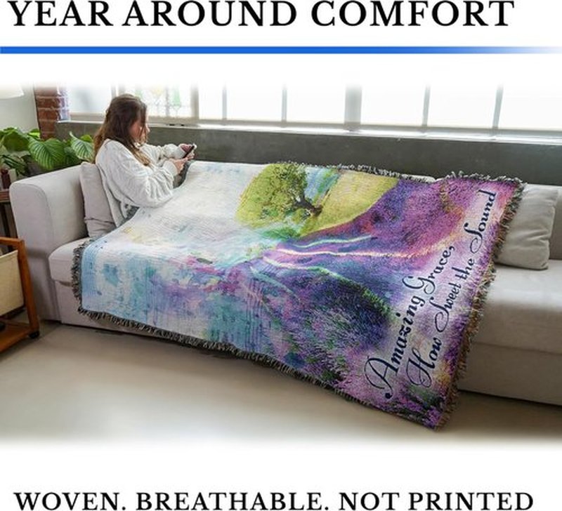 Pure Country Weavers Amazing Grace Blanket - Woven Cotton Tapestry Throw - Made in The USA (72x54)