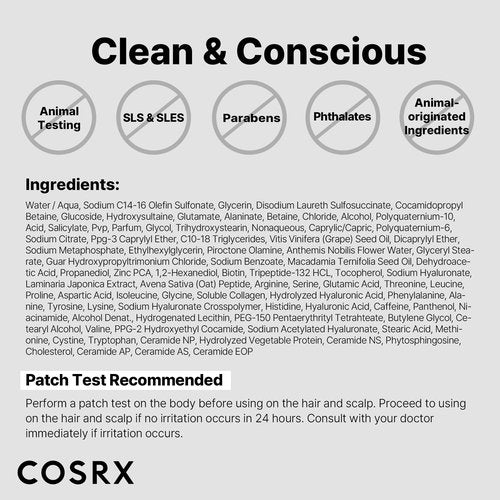 COSRX PEPTIDE 132 Hair Bonding Shampoo - Daily Scalp Treatment for Dandruff, Repairs & Strengthens All Dry and Damaged Hair Types - 6.76 fl oz