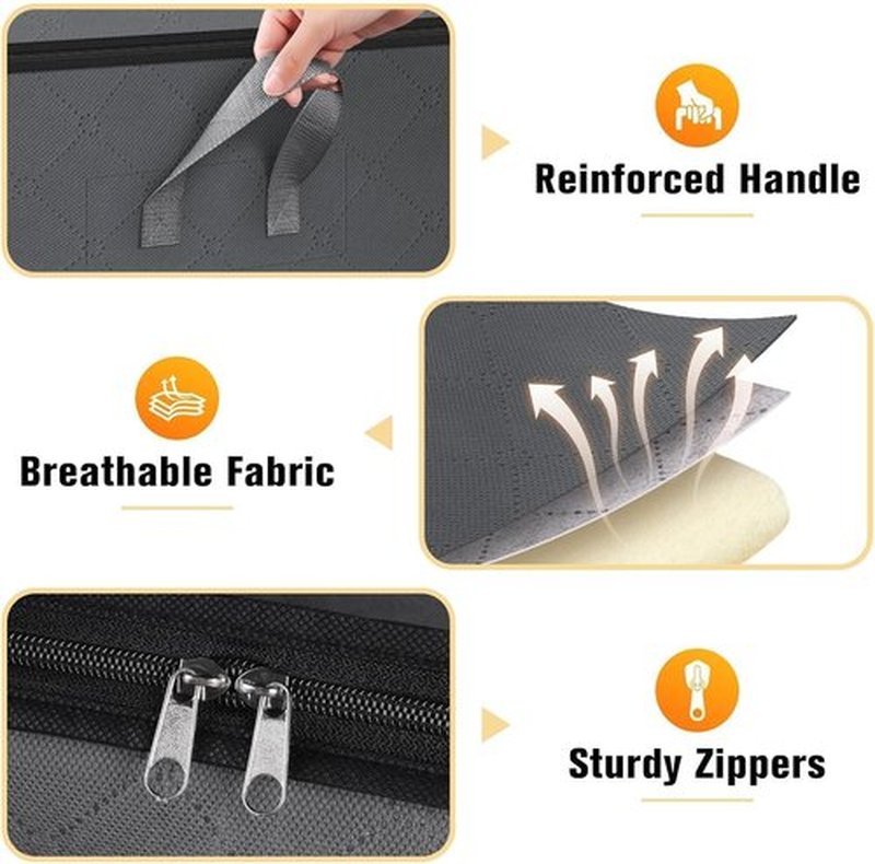 SpaceTrove Storage Bags - 80L Large Capacity Comforter Organizers with Visual Window | 6-Pack in Grey