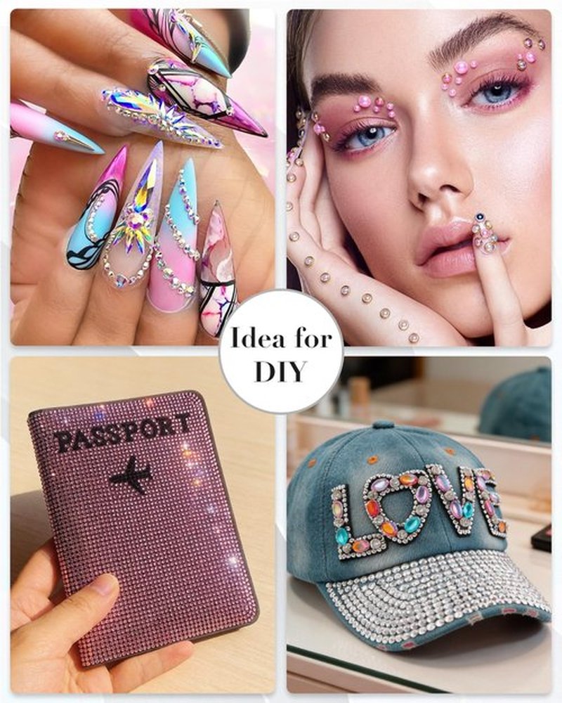 Rhinestone Picker Tool, 2 Rhinestone Tool Dual-Ended Wax Pen with 4PCS Replaceable Wax Tips and 1 Tweezers for DIY Nail Art Tool (Pink & White)