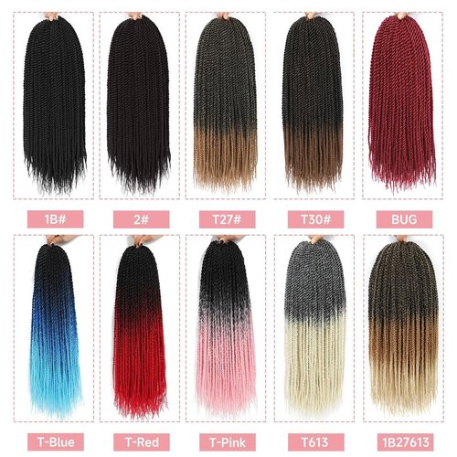 Senegalese Twist Crochet Hair-8 Packs 18 Inch Senegalese Twist Crochet Braids For Women, Black Pre Looped Pretwisted Crochet Braids, Synthetic Crochet Twist Hair (18in,1B#)