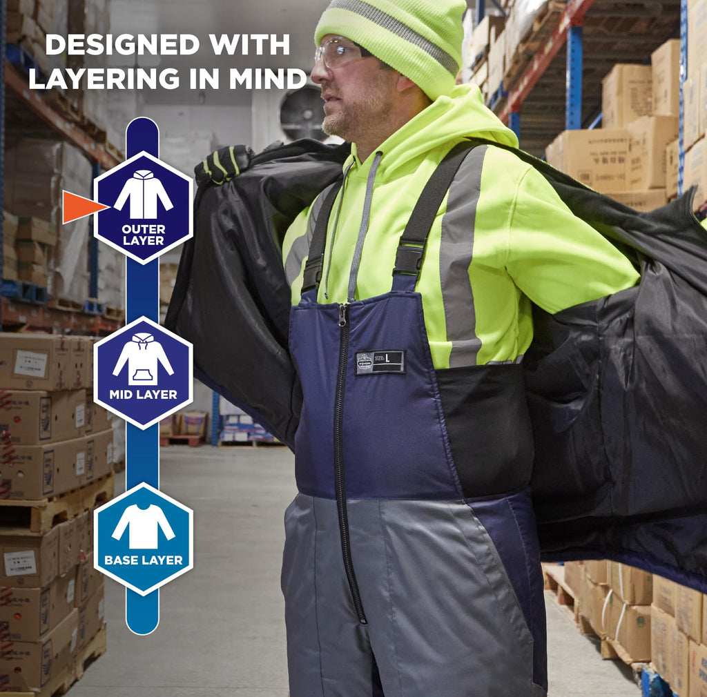Ergodyne N-Ferno 6477 Insulated Freezer Bib Overalls, Cold Storage Work Gear