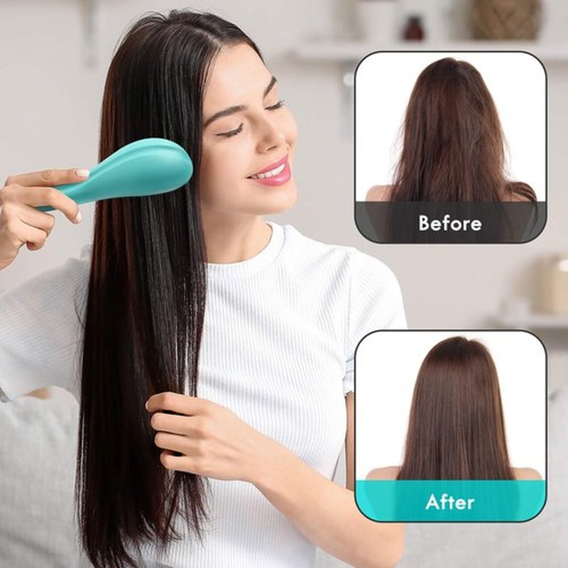 Aussumy 2 Pack Detangling Hair Brush - Detangler Hairbrush with Ultra Soft Bristles for Effortless Tangle Removal - For Dry Wet Damaged Curly Hair for Men Women Girls Boys Kids - Black & Green