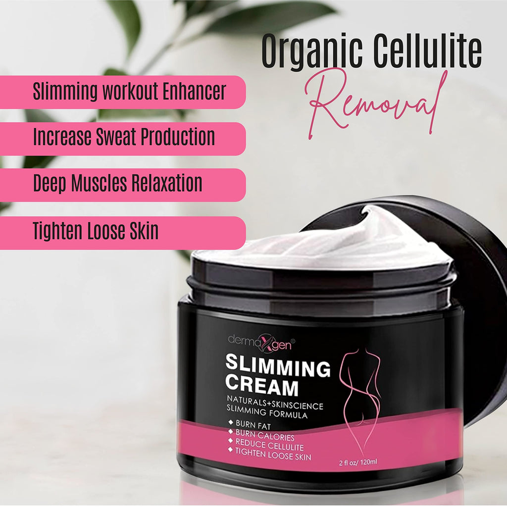 Dermaxgen Slimming Cream for Tummy, Belly & Waist Firming - 100% Natural Anti Cellulite Cream with Organic Ingredients - Natural Formula for Body Firming & Shaping - 2 FL Oz