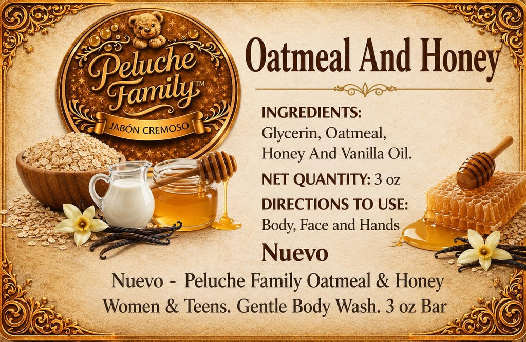 Peluche Family Natural Oatmeal & Honey Soap Bar for Kids and Adults-Eczema, All Natural Dermatitis, Psoriasis Treatment for Dry Itchy Sensitive Skin Relief, Anti-Itch.