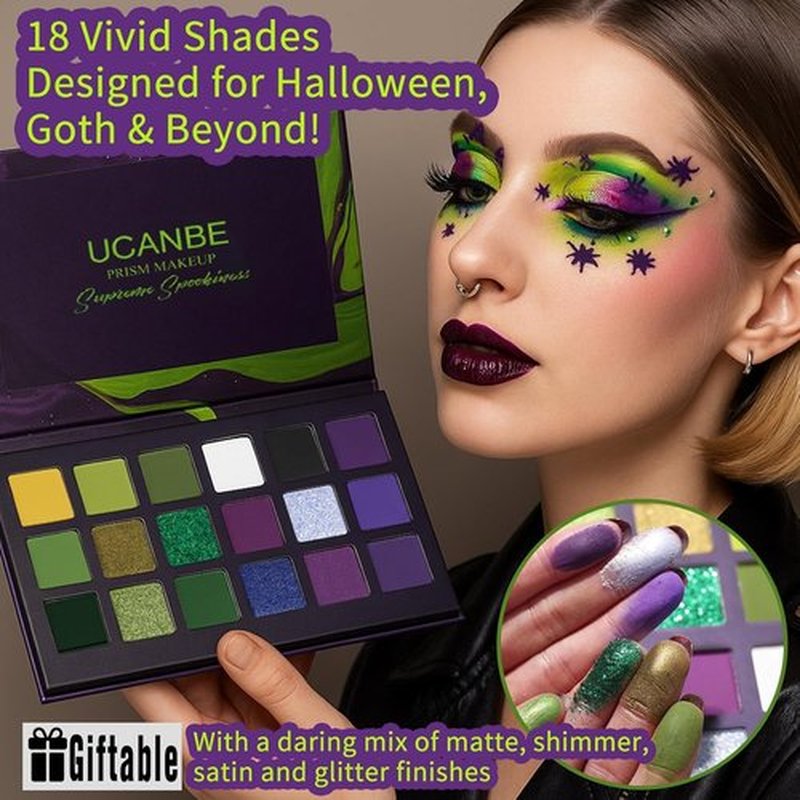 Skiennix Goth Eyeshadow Palette - 18 Vibrant Matte & Shimmer Shades for Halloween & Cosplay