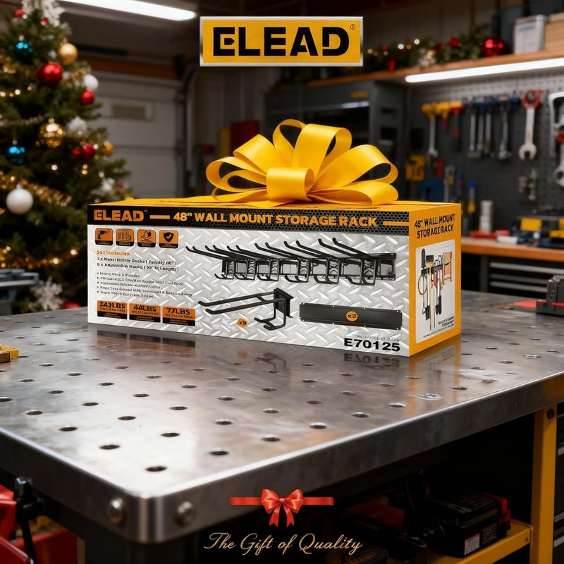 ELEAD Garage Tool Organizer - 9-Pairs Heavy Duty Wall Mount Hooks | Adjustable 48-Inch Design for Yard Tools