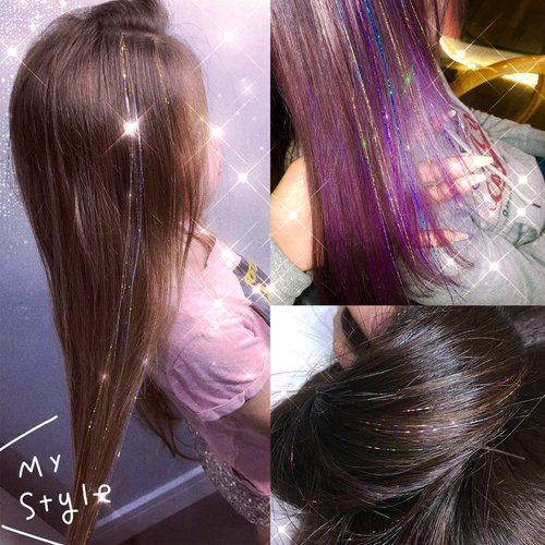 Hair Tinsel Kit, Fairy Tinsel Hair Extensions With Tool 3000 Strands 20 Colors Holographic Heat Resistant Sparkling Hair Glitter (3000 Strands 48 Inch, 20 Colors)
