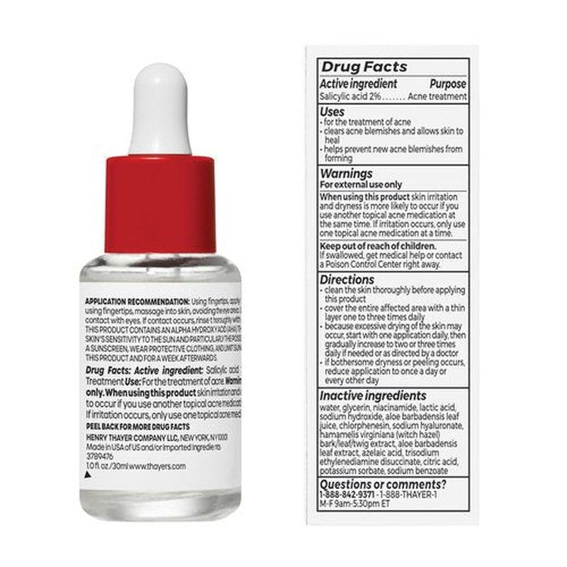 Thayers Acne Serum - Double Action Treatment with 2% Salicylic Acid & Niacinamide | Soothing 1 Fl Oz