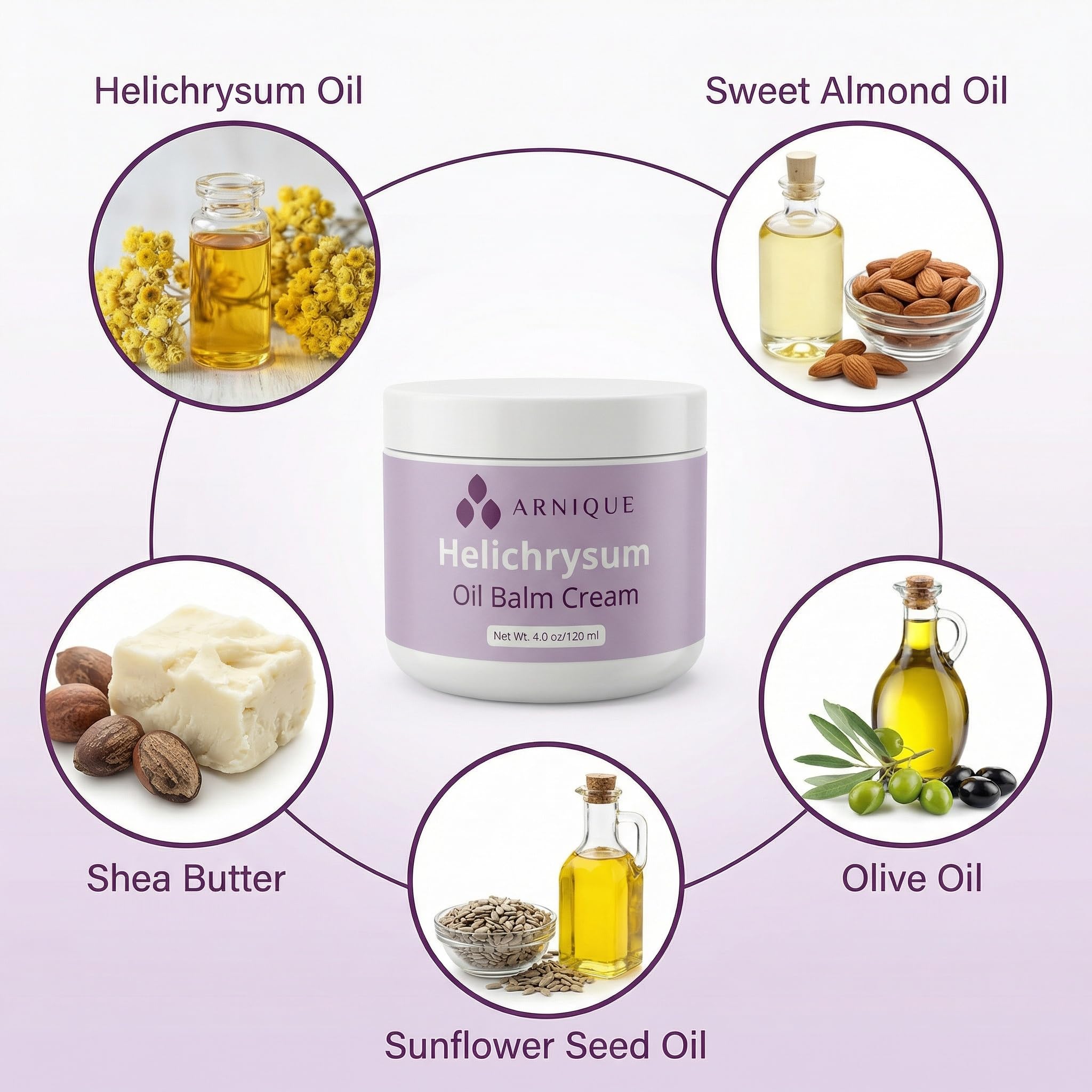 Helichrysum Essential Oil Balm Cream – Thick Herbal Balm Cream with Natural Botanical Aroma – Moisturizing Support for Appearance of Bruised or Fragile Skin – 4 oz