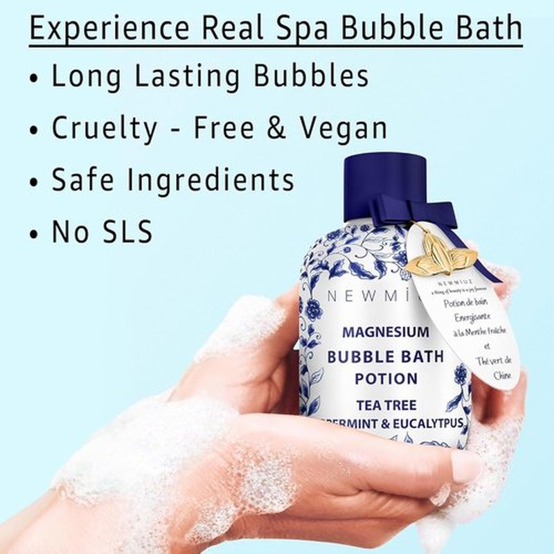 Skiennix Magnesium Bubble Bath - Long-Lasting Foam for Sore Muscle Recovery | Tea Tree & Eucalyptus Relaxation