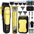 LQT Professional Cordless Hair Clippers for Men, Rechargeable Barber Clipper and Beard Trimmer Set with T-Blade, Adjustable Lever, LED Display,Haircut Trimmer Kit for Home & Barbers,Gold,Gift for Men