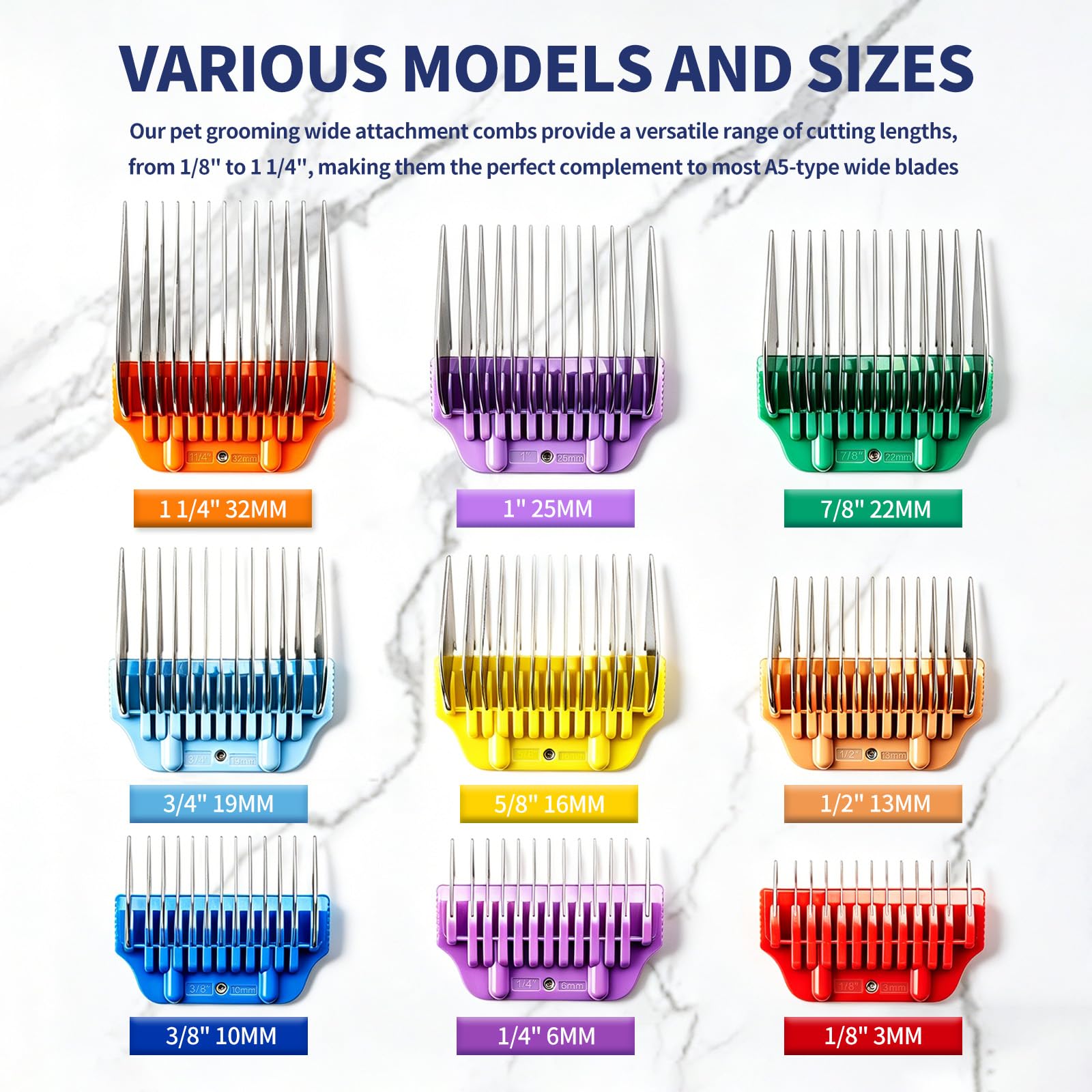 22MM 7/8" Clipper Guard Comb for Wide A5 Blade, Compatible with Andis/Wahl