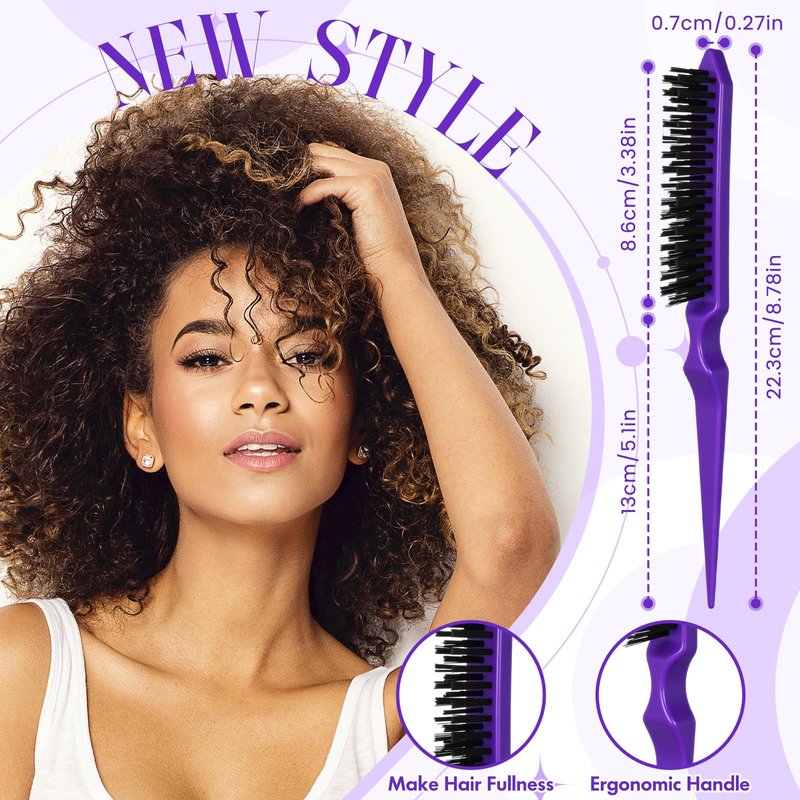 Youyole 90 pcs Hair Styling Set:30 Teasing Brushes, 30 Rat Tail Combs, 30 Edge Brushes for Women, Babies, and Kids(Purple)