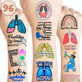 (96PCS) Best Respiratory Therapist Care Week Temporary Tattoos Birthday Themed Party Supplies Decorations Favors Cute Funny Lung Nerd Stickers Tattoo Gifts for Kids Girls Boys Women Decor Class Reward