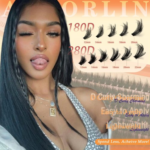 Thick Lash Clusters With Spikes 180D+280D Volume Eyelash Clusters 12-22MM Long Manga Lash Extension Spiky Cluster Eyelash Extensions 224Pcs Manga Individual Lashes DIY at Home by Anforlin