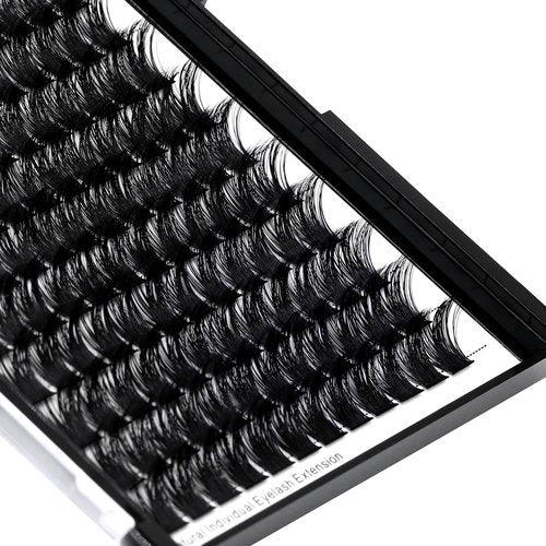 Dedila Large Tray-Grafted Wide Stem Individual False Eyelashes Thick Base 120 Clusters D Curl Natural Long Volume Eye Lashes Extensions Dramatic Look 8-20mm Available (14mm)