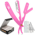 Utopia Care Professional Straight Razor for Men, Barber Straight Edge Razor Safety with 100 Pack Blades, Pink