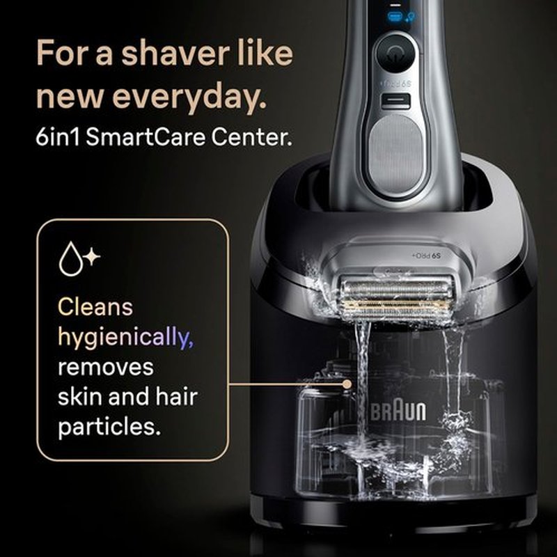 Braun Series 9 PRO+ Electric Shaver - Wet & Dry Razor with Pro SensoAdapt & SmartCare Center | Silver 9697CC