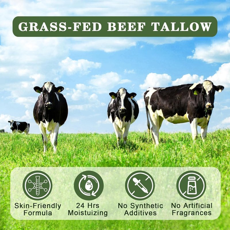 WEILNELL Beef Tallow and Honey Balm for Skin - All-Natural Moisturizer Hydrates and Nourishes the Skin, Grass-Fed Beef Tallow & Honey Balm Blend, Deeply Moisturizing for Face & Body Natural Skin Care